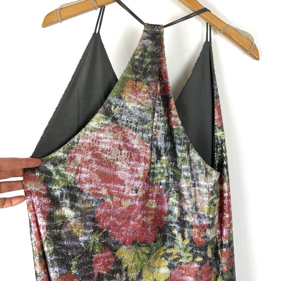 Free People Tangier Sequin Floral Mini Dress S Cocktail Deep V Boho Fairy Sexy - Picture 8 of 12